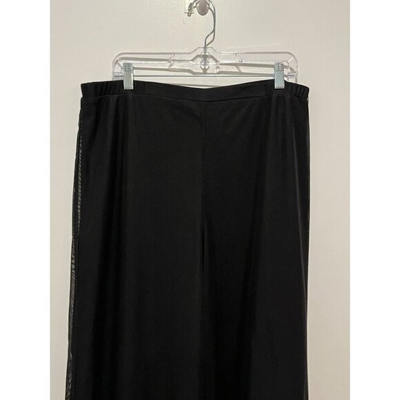 Xscape by Joanna Chen Black Sheer Overlay Wide-Leg Pants Women's Size XL - Picture 2 of 9